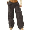 thumbnail image 1 of qolati Women Baggy Cargo Sweatpants Y2k Trendy High Waist Wide Leg Sweat Pants Athletic Workout Lounge Trousers with Pockets Coffee S 4, 1 of 6