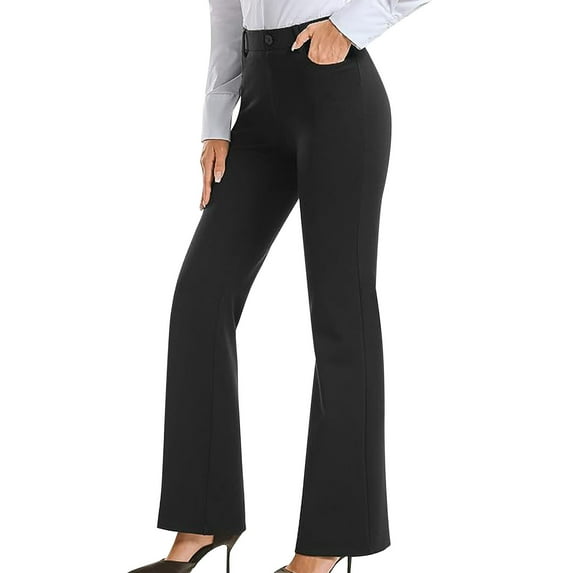 qolati Women Bootcut Dress Pants High Waisted Suit Pants Business Casual Work Pants with Pockets Pull On Regular Slack for Office
