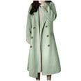 thumbnail image 1 of qolati Women Double Breasted Coats Oversized Notched Lapel Collar Wool Blend Long Trench Coat Winter Warm Work Office Overcoat Peacoats with Pockets, 1 of 6