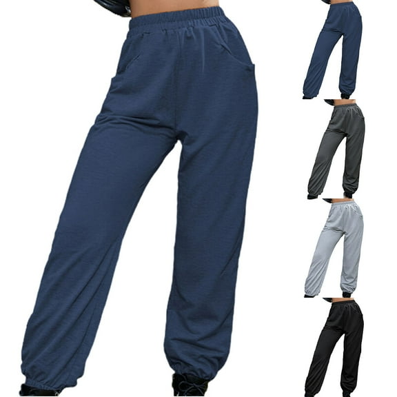 qolati Women Joggers Pants Elastic High Waist Workout Running Athletic Sweatpants Lightweight Casual Classic Fit Yoga Trousers with Pockets