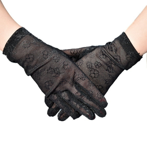qolati Women Lace Gloves Vintage Floral Mesh Crochet Lightweight Breathable Gloves Trendy Prom Party Gloves Ladies Gift