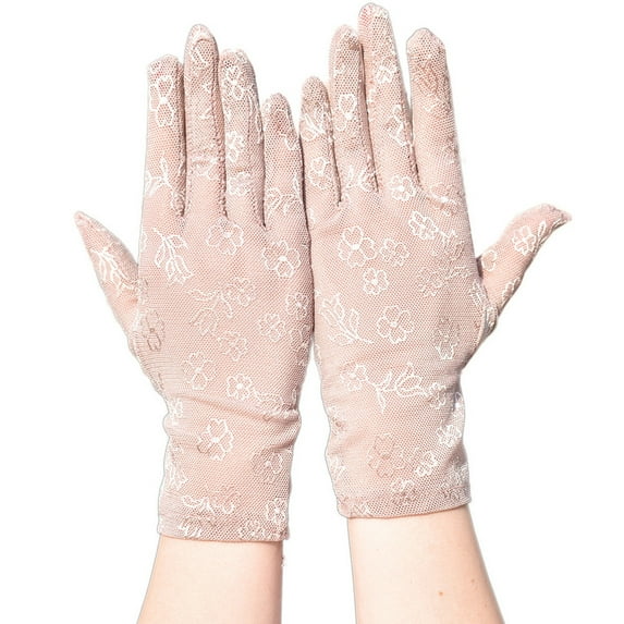 qolati Women Lace Gloves Vintage Floral Mesh Crochet Lightweight Breathable Gloves Trendy Prom Party Gloves Ladies Gift