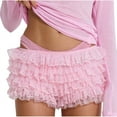 thumbnail image 1 of qolati Women Lace Shorts Ruffle Bloomers Y2k Layered Frill Bottoms Cute Fluffy Mini Shorts Pettipants, 1 of 4
