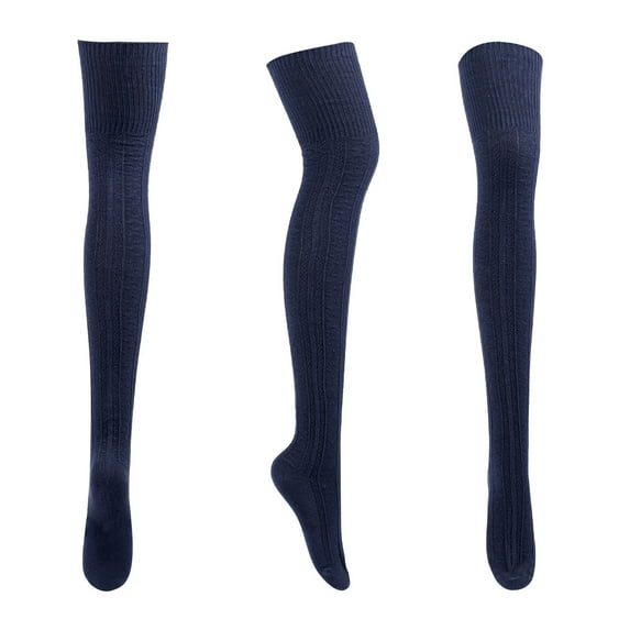 qolati Women Long Thigh High Socks Cotton Knit Warm Thick Tall Boot Stockings Leg Warmers Thin Tights Stockings