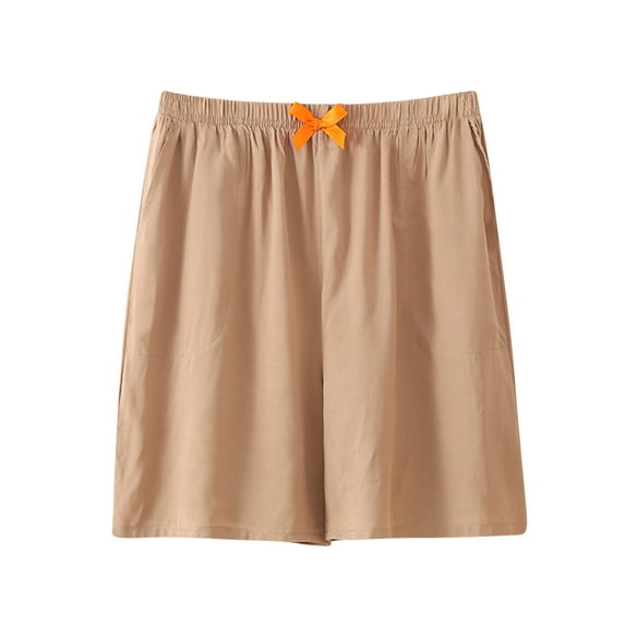 qolati Women Pajama Shorts Cotton Linen Comfy Lounge Shorts with Pockets Casual Elastic Waist Pjs Bottoms Sleep Shorts