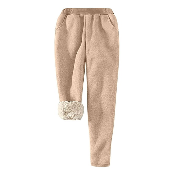 qolati Women Pants Cargo Fleece Jogger Sweatpant Winter Warm Elastic Waisted Work Pants Stretch Active Outdoor Jogging Trousers With Pockets