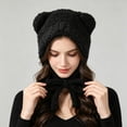 thumbnail image 1 of qolati Women Plush Bear Hat Warm Ear Protection Fall Winter Thickened Fuzzy Hat Earflap Beanie Warm Tropper Windproof Hooded Hat Headwear, 1 of 8