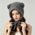 thumbnail image 1 of qolati Women Plush Bear Hat Warm Ear Protection Fall Winter Thickened Fuzzy Hat Earflap Beanie Warm Tropper Windproof Hooded Hat Headwear, 1 of 7