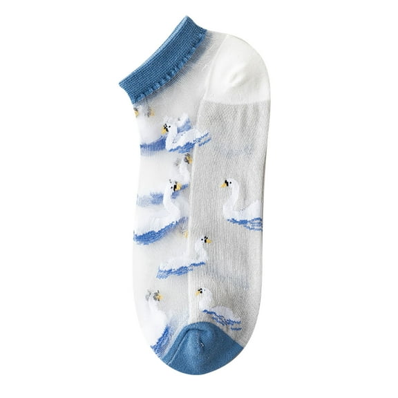 qolati Women Sheer Ankle Socks Elastic See Throughs Crew Socks Summer Thin Mesh Lace Jacquards Socks Cute Cottagecore Accessories