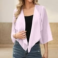 thumbnail image 1 of qolati Women Shrug Chiffon Cardigans Tie Front 3/4 Sleeve Open Front Bolero Cropped Cardigan Tops Irregular Hem Flowy Cover Up Wraps for Evening Dress Pink XXL, 1 of 9