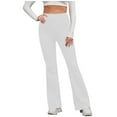 thumbnail image 1 of qolati Women Soft Seamless Flared Leggings Tummy Control Yoga Pants High Waisted Workout Bootcut Wide Leg Pants, 1 of 6