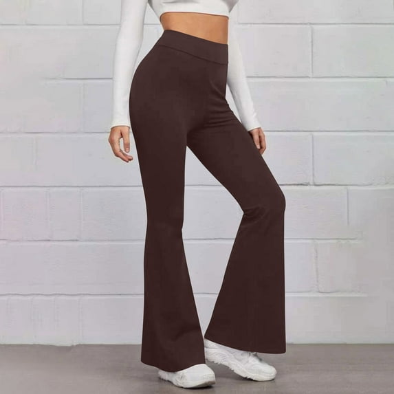 qolati Women Soft Seamless Flared Leggings Tummy Control Yoga Pants High Waisted Workout Bootcut Wide Leg Pants