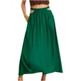 thumbnail image 1 of qolati Women Summer Maxi Skirt Elastic High Waist Hollow Out Pleated Long Skirt Boho Dress Flowy Swing A-Line Beach Skirts, 1 of 6