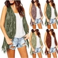 thumbnail image 1 of qolati Women Tassel Vest 2023 Fringed Sleeveless Lightweight Open Front Cardigans Vintage 70s Hippie Cardigan Vest Jackets, 1 of 6