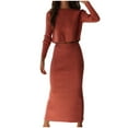 thumbnail image 1 of qolati Women's 2 Piece Outfits 2024 Fall Winter Ribbed Knit Long Sleeve Crop Tops Bodycon Maxi Skirt Sets Y2k Clothes Loungwear Matching Sets, 1 of 6