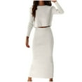thumbnail image 1 of qolati Women's 2 Piece Outfits 2024 Fall Winter Ribbed Knit Long Sleeve Crop Tops Bodycon Maxi Skirt Sets Y2k Clothes Loungwear Matching Sets, 1 of 6