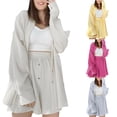 thumbnail image 1 of qolati Women's 2 Piece Outfits Casual Long Sleeve Button Down Shirt and Shorts Fall Lounge Sets Trendy Work Tracksuit Matching Sets, 1 of 6