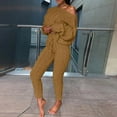 thumbnail image 1 of qolati Women's 2 Piece Outfits Long Sleeve Cable Knit Sweaters Pullover Tops High Waisted Leggings Pants 2024 Fall Winter Lounge Matching Sets, 1 of 6