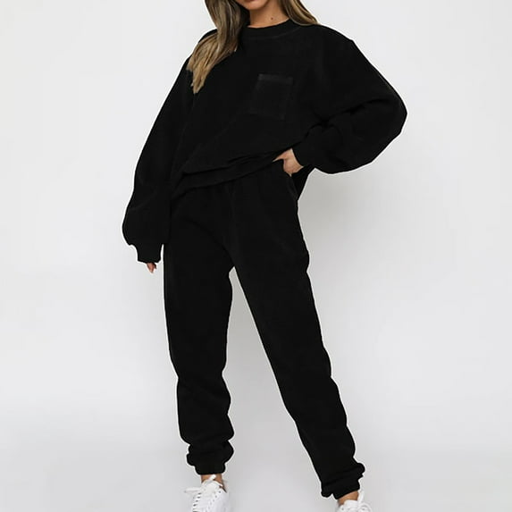 qolati Women's 2 Piece Outfits Set Y2k Oversized Long Sleeve Pullover Sweatshirts with Joggers Sweatpants Tracksuits Casual Corduroy Lounge Wear Sweatsuit