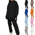 thumbnail image 1 of qolati Women's 2 Piece Tracksuit Sweatsuits Sets 2023 Fall Winter Hoodie Sweatshirt and Jogging Sweatpants Lounge Suit Casual Loose Y2k Streetwear Outfits, 1 of 5