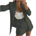 thumbnail image 1 of qolati Women's 2 Pieces Outfits Casual Open Front Blazers with High Waisted Belted Bermuda Pants Blazer Shorts Set Casual Long Sleeve Business Work Suit Sets, 1 of 6