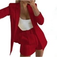 thumbnail image 1 of qolati Women's 2 Pieces Outfits Casual Open Front Blazers with High Waisted Belted Bermuda Pants Blazer Shorts Set Casual Long Sleeve Business Work Suit Sets, 1 of 6