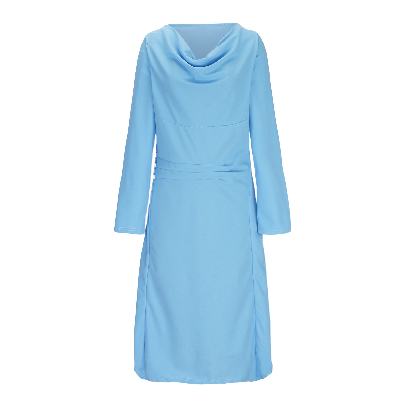knee length dresses for ladies Plus Size Ruched Front Long Sleeve Dress