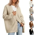thumbnail image 1 of qolati Women's Cardigan 2023 Open Front Oversized Button Lightweight Sweaters Fall Winter V Neck Loose Cardigans Knit Outwear, 1 of 7