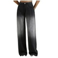thumbnail image 1 of qolati Women’s Cargo Pants Casual High Waist Baggy Jeans Flap Pocket Y2k Streetwear Wide Legs Denim Trousers, 1 of 7
