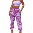 thumbnail image 1 of qolati Women's Cargo Pants Y2k Camouflage Printed Elastic Waistband Jogging Sweatpants Casual Loose High Waist Tapered Hip Hop Trousers, 1 of 6