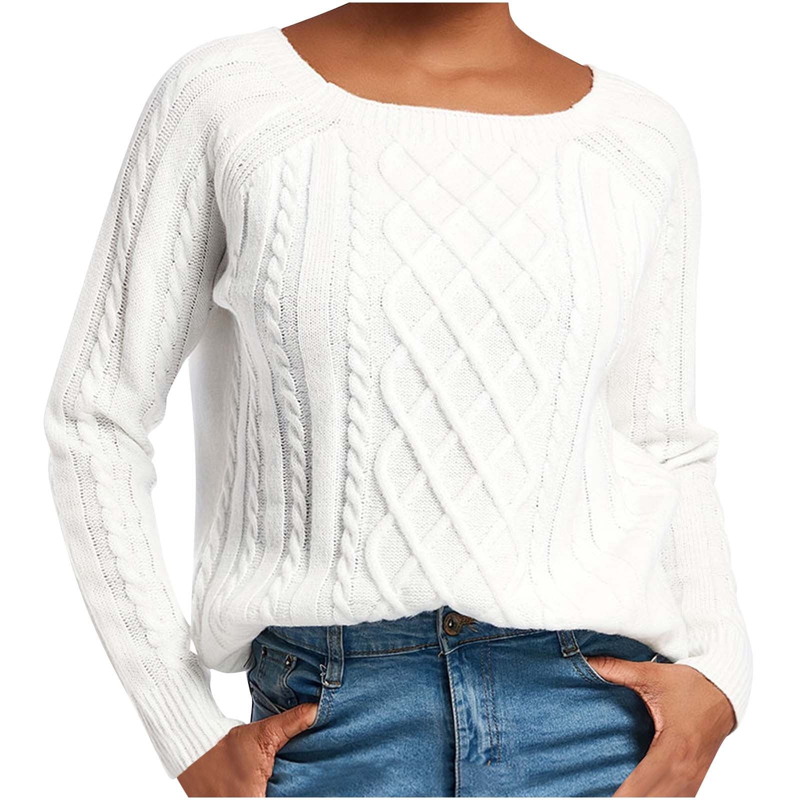 Kissonic Women's Cable Knit Sweater - Ruffle Shoulder Crewneck Pullover, Cozy Long Sleeve Top For Fall & Winter - View #4