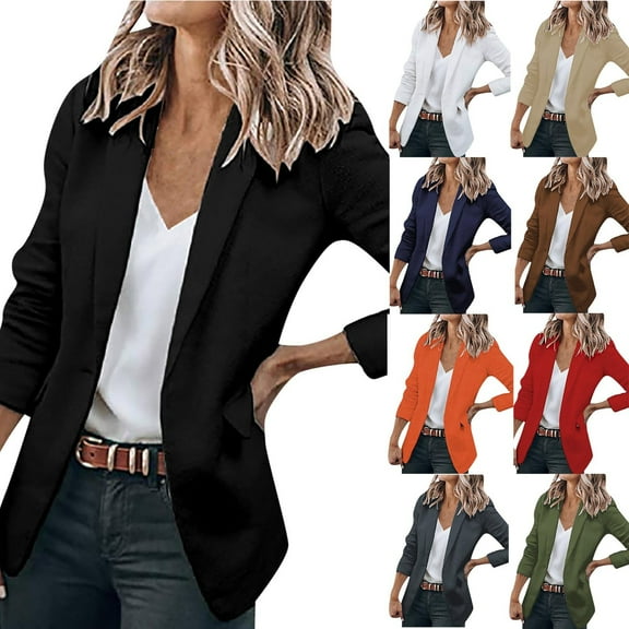 qolati Women's Casual Lightweight Blazer Open Front Lapel Long Sleeve Jacket Suits Work Office Basic Jackets Blazers for Daily