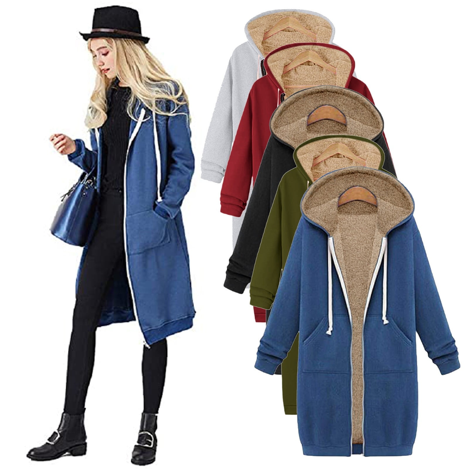 Casual Long Sleeve Zip Up Hooded Sweatshirt Hoodies