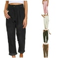 thumbnail image 1 of qolati Women's Corduroy Cargo Pants High Waisted Loose Fit Comfy Lounge Trousers Dressy Casual Solid Straight Legs Palazzo Pants, 1 of 7