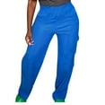 thumbnail image 1 of qolati Women's Corduroy Cargo Pants Spring Fashion 2024 Elastic High Waisted Straight Leg Trousers Regular Fit Lounge Sweatpants with Pockets, 1 of 4