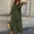 thumbnail image 1 of qolati Women's Cotton Linen Dress 2023 Plus Size Button Down V Neck Lantern Sleeve Long Maxi Dress Casual Solid Color Flowy Beach Sundresses, 1 of 6