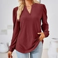 thumbnail image 1 of qolati Women's Dressy Casual Embroider Long Sleeve Shirts 2023 Elegant V Neck Puffy Sleeve Tunic T-Shirt Loose Fit Basic Going Out Work Tops, 1 of 6