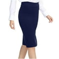 thumbnail image 1 of qolati Women's Elastic Waist Pencil Skirt Stretchy Office Bodycon Midi Pencil Skirt Business Work Suits Skirt Summer Blue XL, 1 of 6