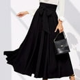 thumbnail image 1 of qolati Women's Elegant Maxi Skirts High Waist Bow Tie Front Pleated Long Skirt Trendy Flowy A-Line Prom Party Flared Skirt, 1 of 6