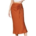thumbnail image 1 of qolati Women's Elegant Satin Wrapped Maxi Skirt Fashion Side Lace Up High Waist Pencil Skirt Slim Fit A-Line Office Work Skirt, 1 of 4