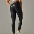 thumbnail image 1 of qolati Women's Faux Leather Leggings Trendy Stretch High Waist Tummy Control Skinny Bottoms Trousers Casual Seamless Butt Lifting Workout Yoga Pants, 1 of 7