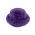 thumbnail image 1 of qolati Women's Fuzzy Wide Brims Faux Furs Bucket Hat Winter Warmer Fisherman Cap for Fashionable Ladies, 1 of 3