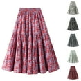 thumbnail image 1 of qolati Women's High Waist A-Line Skirts Causal Elastic Waistband Floral Boho Skirt Trendy Layered Ruffle Flowy Party Midi Skirt, 1 of 7