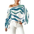 thumbnail image 1 of qolati Women's Lantern Sleeve Shirts Sexy One Shoulder Printed Long Sleeve Tunic T Shirt Casual Loose Business Office Dressy Pullover Blouse Tops, 1 of 3