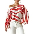 thumbnail image 1 of qolati Women's Lantern Sleeve Shirts Sexy One Shoulder Printed Long Sleeve Tunic T Shirt Casual Loose Business Office Dressy Pullover Blouse Tops, 1 of 6