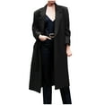 thumbnail image 1 of qolati Women's Long Single Breasted Wool Blends Coat Winter Notched Lapel Collar Peacoat Fall Winter Business Work Long Trench Coat Outwear, 1 of 6