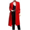 thumbnail image 1 of qolati Women's Long Single Breasted Wool Blends Coat Winter Notched Lapel Collar Peacoat Fall Winter Business Work Long Trench Coat Outwear, 1 of 6