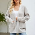 thumbnail image 1 of qolati Women’s Open Front Cardigan Trendy Lantern Sleeve Cable Knit Cardigans Outwear 2023 Fall Clothes Lightweight Going Out Sweater Jackets, 1 of 6