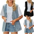 thumbnail image 1 of qolati Women’s Oversized Denim Vest Button Down Lapel Sleeveless Jean Vest Top Casual Loose Waistcoat Outerwear Cardigan, 1 of 5