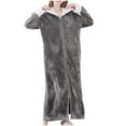 thumbnail image 1 of qolati Women's Plush Hooded Zipper Bathrobe Long Housecoat Sweatshirt Soft Robe Fuzzy Fleece Long Sleeve Loungewear Nightgown, 1 of 4
